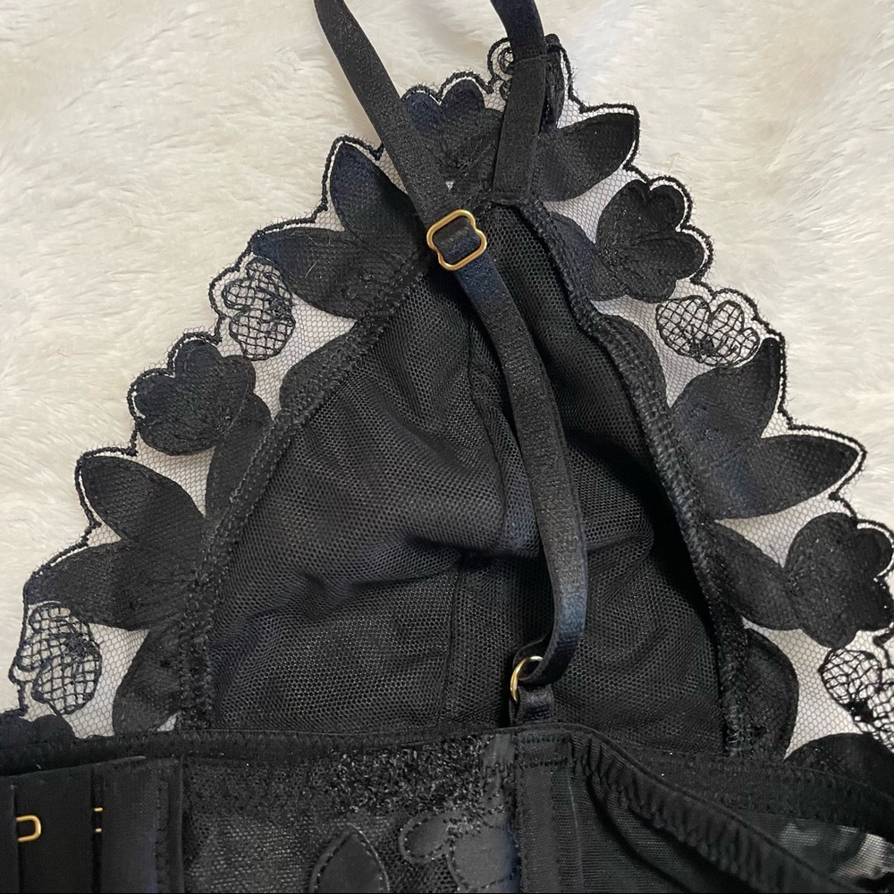 Victoria Secret Black Floral Longline Bralette - Picture 7 of 9